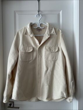 Wallace & Barnes Cream Button-Up Fleece Shacket